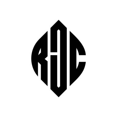 Çember ve elips şekilli RJC daire harf logosu tasarımı. Typographic tarzında RJC elips harfleri. Üç baş harf daire şeklinde bir logo oluşturuyor. RJC Çember Amblemi Soyut Monogram Harf İşaretleyici Vektörü.