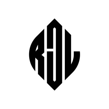 Çember ve elips şekilli RJL daire harf logosu tasarımı. Typographic tarzında RJL elips harfleri. Üç baş harf daire şeklinde bir logo oluşturuyor. RJL Çember Amblemi Soyut Monogram Harf İşaretleyici Vektörü.
