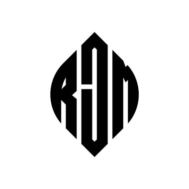 Çember ve elips şekilli RJM daire harf logosu tasarımı. Typographic tarzında RJM elips harfleri. Üç baş harf daire şeklinde bir logo oluşturuyor. RJM Çember Amblemi Soyut Monogram Harf İşaretleyici Vektörü.