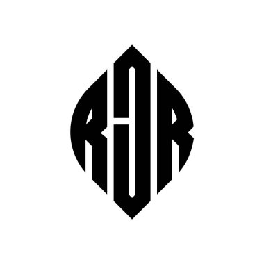 Çember ve elips şekilli RJR daire harf logosu tasarımı. Typographic tarzında RJR elips harfleri. Üç baş harf daire şeklinde bir logo oluşturuyor. RJR Çember Amblemi Soyut Monogram Harf İşaretleyici Vektörü.