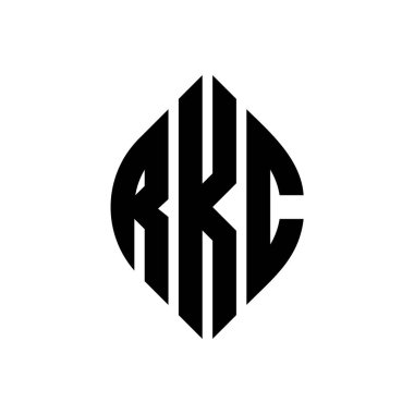 Çember ve elips şekilli RKC daire harf logosu tasarımı. Typographic tarzında RKC elips harfleri. Üç baş harf daire şeklinde bir logo oluşturuyor. RKC Çember Amblemi Soyut Monogram Harf İşaretleyici Vektörü.