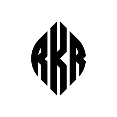 Çember ve elips şekilli RKR daire harf logosu tasarımı. Typographic tarzında RKR elips harfleri. Üç baş harf daire şeklinde bir logo oluşturuyor. RKR Çember Amblemi Soyut Monogram Harf İşaretleyici Vektörü.