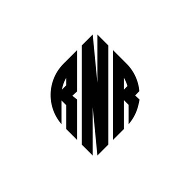 Çember ve elips şekilli RNR daire harf logosu tasarımı. Typographic tarzında RNR elips harfleri. Üç baş harf daire şeklinde bir logo oluşturuyor. RNR Çember Amblemi Soyut Monogram Harf İşaretleyici Vektörü.
