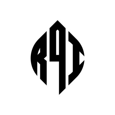 Çember ve elips şekilli RQI daire harf logosu tasarımı. Typographic tarzında RQI elips harfleri. Üç baş harf daire şeklinde bir logo oluşturuyor. RQI Çember Amblemi Soyut Monogram Harf İşaretleyici Vektörü.