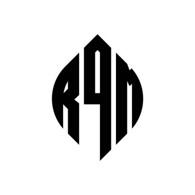 Çember ve elips şekilli RQM daire harf logosu tasarımı. Typographic tarzında RQM elips harfleri. Üç baş harf daire şeklinde bir logo oluşturuyor. RQM Çember Amblemi Soyut Monogram Harf İşaretleyici Vektörü.