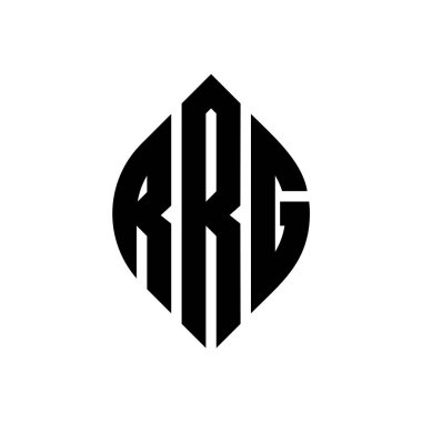 Çember ve elips şekilli RRG daire harf logosu tasarımı. Typographic tarzında RRG elips harfleri. Üç baş harf daire şeklinde bir logo oluşturuyor. RRG Çember Amblemi Soyut Monogram Harf İşaretleyici Vektörü.
