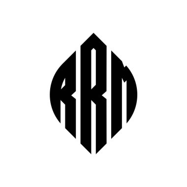 Çember ve elips şekilli RRM daire harf logosu tasarımı. RRM elips harfleri tipografik tarzda. Üç baş harf daire şeklinde bir logo oluşturuyor. RRM Çember Amblemi Soyut Monogram Harf İşaretleyici Vektörü.
