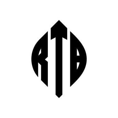 Çember ve elips şekilli RTB daire harf logosu tasarımı. Typographic tarzında RTB elips harfleri. Üç baş harf daire şeklinde bir logo oluşturuyor. RTB Çember Amblemi Soyut Monogram Harf İşaretleyici Vektörü.