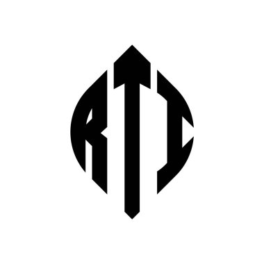 Çember ve elips şekilli RTI daire harf logosu tasarımı. Typographic tarzında RTI elips harfleri. Üç baş harf daire şeklinde bir logo oluşturuyor. RTI Çember Amblemi Soyut Monogram Harf İşaretleme Vektörü.