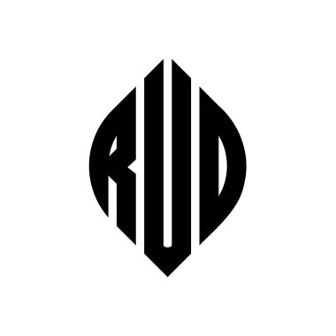 Çember ve elips şekilli, ruo dairesi harf logosu tasarımı. Ruo elips harfleri tipografik tarzda. Üç baş harf daire şeklinde bir logo oluşturuyor. RUO Çemberi Amblemi Soyut Monogram Harf İşaretleme Vektörü.