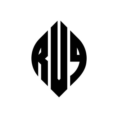Çember ve elips şekilli RVQ daire harf logosu tasarımı. Typographic tarzında RVQ elips harfleri. Üç baş harf daire şeklinde bir logo oluşturuyor. RVQ Çember Amblemi Soyut Monogram Harf İşaretleyici Vektörü.