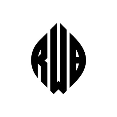 Çember ve elips şekilli RWB daire harf logosu tasarımı. Typographic tarzında RWB elips harfleri. Üç baş harf daire şeklinde bir logo oluşturuyor. RWB Çember Amblemi Soyut Monogram Harf İşaretleyici Vektörü.