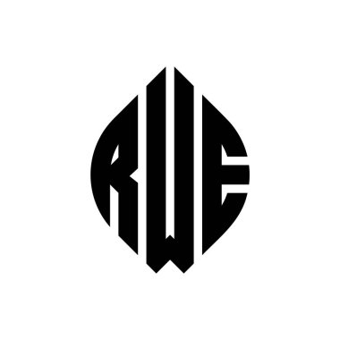 Çember ve elips şekilli RWE daire şeklinde harf logosu tasarımı. Typographic tarzında RWE elips harfleri. Üç baş harf daire şeklinde bir logo oluşturuyor. RWE Çember Amblemi Soyut Monogram Harf İşaretleme Vektörü.