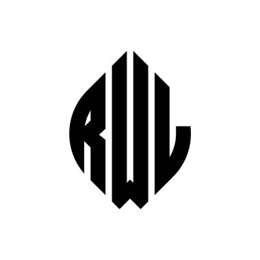 Çember ve elips şekilli RWL daire harf logosu tasarımı. Typographic tarzında RWL elips harfleri. Üç baş harf daire şeklinde bir logo oluşturuyor. RWL Çember Amblemi Soyut Monogram Harf İşaretleyici Vektörü.