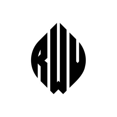 Çember ve elips şekilli RWV daire harf logosu tasarımı. Typographic tarzında RWV elips harfleri. Üç baş harf daire şeklinde bir logo oluşturuyor. RWV Çember Amblemi Soyut Monogram Harf İşaretleyici Vektörü.
