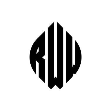 Çember ve elips şekilli RWW daire harf logosu tasarımı. Typographic tarzında RWW elips harfleri. Üç baş harf daire şeklinde bir logo oluşturuyor. RWW Çember Amblemi Soyut Monogram Harf İşaretleyici Vektörü.