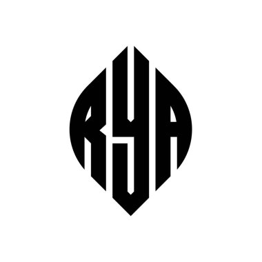Çember ve elips şekilli RYA daire harf logosu tasarımı. Typographic tarzında RYA elips harfleri. Üç baş harf daire şeklinde bir logo oluşturuyor. RYA Çember Amblemi Soyut Monogram Harf İşaretleyici Vektörü.
