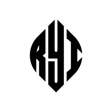 Çember ve elips şekilli RYI daire harf logosu tasarımı. Typographic tarzında RYI elips harfleri. Üç baş harf daire şeklinde bir logo oluşturuyor. RYI Çember Amblemi Soyut Monogram Harf İşaretleyici Vektörü.