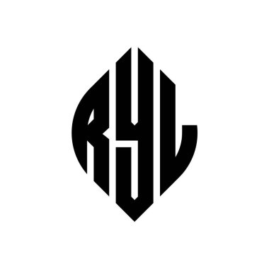 Dairesel ve elips şekilli RYL daire harf logosu tasarımı. Typographic tarzında RYL elips harfleri. Üç baş harf daire şeklinde bir logo oluşturuyor. RYL Çember Amblemi Soyut Monogram Harf İşaretleyici Vektörü.