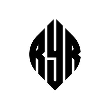 Çember ve elips şekilli RYR daire harf logosu tasarımı. Typographic tarzında RYR elips harfleri. Üç baş harf daire şeklinde bir logo oluşturuyor. RYR Çember Amblemi Soyut Monogram Harf İşaretleyici Vektörü.