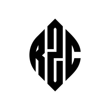 Çember ve elips şekilli RZC daire harf logosu tasarımı. Typographic tarzında RZC elips harfleri. Üç baş harf daire şeklinde bir logo oluşturuyor. RZC Çember Amblemi Soyut Monogram Harf İşaretleyici Vektörü.