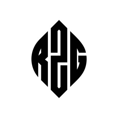 Çember ve elips şekilli RZG daire harf logosu tasarımı. Typographic tarzında RZG elips harfleri. Üç baş harf daire şeklinde bir logo oluşturuyor. RZG Çember Amblemi Soyut Monogram Harf İşaretleyici Vektörü.