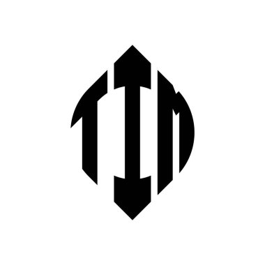 Çember ve elips şekilli TIM daire harf logosu tasarımı. Tipografik biçimli TIM elips harfleri. Üç baş harf daire şeklinde bir logo oluşturuyor. TIM Çemberi Amblemi Soyut Monogram Harf İşaretleyici Vektörü.