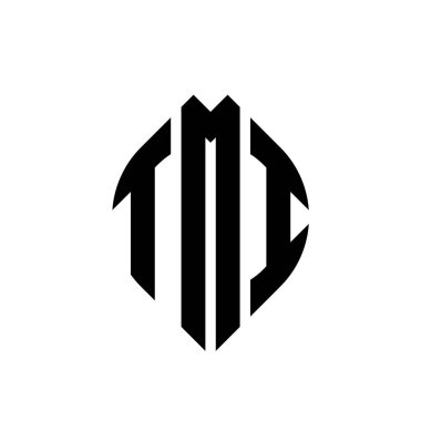 Çember ve elips şekilli TMI daire harf logosu tasarımı. Tipografik tarzda TMI elips harfleri. Üç baş harf daire şeklinde bir logo oluşturuyor. TMI Çember Amblemi Soyut Monogram Harf İşaretleme Vektörü.