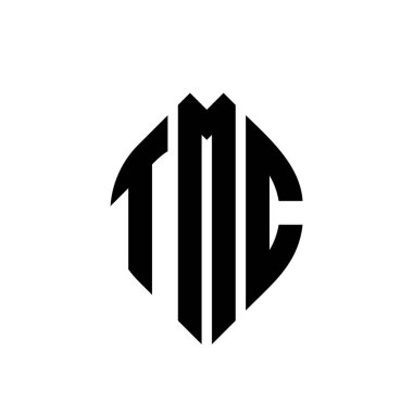 Çember ve elips şekilli TMC daire harf logosu tasarımı. Tipografik biçimli TMC elips harfleri. Üç baş harf daire şeklinde bir logo oluşturuyor. TMC Çember Amblemi Soyut Monogram Harf İşaretleme Vektörü.