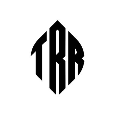 Çember ve elips şekilli TRR daire harf logosu tasarımı. Typographic tarzında TRR elips harfleri. Üç baş harf daire şeklinde bir logo oluşturuyor. TRR Çember Amblemi Soyut Monogram Harf İşaretleyici Vektörü.