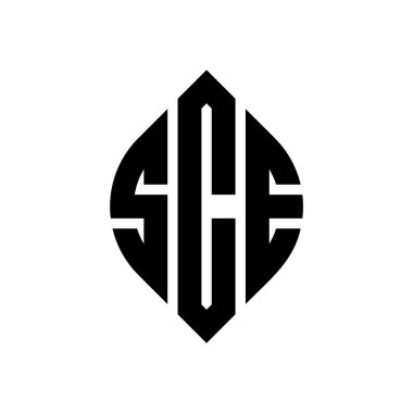 Çember ve elips şekilli AGİT daire harf logosu tasarımı. Typographic tarzında SCE elips harfleri. Üç baş harf daire şeklinde bir logo oluşturuyor. SCE Çember Amblemi Soyut Monogram Harf İşaretleyici Vektörü.