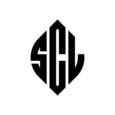 Çember ve elips şekilli SCL daire harf logosu tasarımı. Typographic tarzında SCL elips harfleri. Üç baş harf daire şeklinde bir logo oluşturuyor. SCL Çember Amblemi Soyut Monogram Harf İşaretleyici Vektörü.