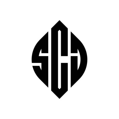 Çember ve elips şekilli SCJ daire harf logosu tasarımı. Typographic tarzında SCJ elips harfleri. Üç baş harf daire şeklinde bir logo oluşturuyor. SCJ Çember Amblemi Soyut Monogram Harf İşaretleme Vektörü.