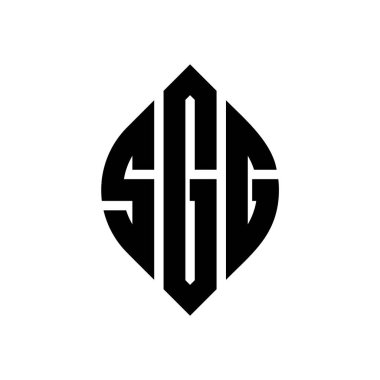 Çember ve elips şekilli SGG daire harf logosu tasarımı. SGG elips harfleri tipografik tarzda. Üç baş harf daire şeklinde bir logo oluşturuyor. SGG Çember Amblemi Soyut Monogram Harf İşaretleyici Vektörü.