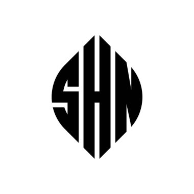 Çember ve elips şekilli SHN daire harf logosu tasarımı. Typographic tarzı SHN elips harfleri. Üç baş harf daire şeklinde bir logo oluşturuyor. SHN Çember Amblemi Soyut Monogram Harf İşaretleme Vektörü.