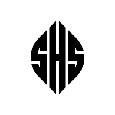 Çember ve elips şekilli SHS daire harf logosu tasarımı. Tipografik biçimli SHS elips harfleri. Üç baş harf daire şeklinde bir logo oluşturuyor. SHS Çember Amblemi Soyut Monogram Harf İşaretleyici Vektörü.