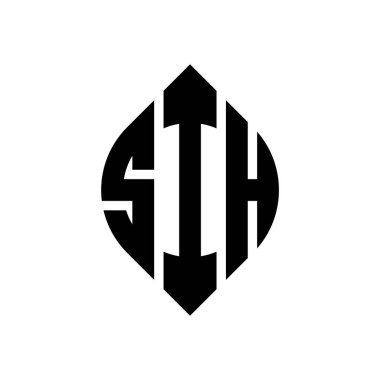 Çember ve elips şekilli SIH daire harf logosu tasarımı. Tipografik biçimli SIH elips harfleri. Üç baş harf daire şeklinde bir logo oluşturuyor. SIH Çember Amblemi Soyut Monogram Harf İşaretleme Vektörü.