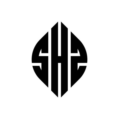 Çember ve elips şekilli SHZ daire harf logosu tasarımı. Typographic tarzında SHZ elips harfleri. Üç baş harf daire şeklinde bir logo oluşturuyor. SHZ Çember Amblemi Soyut Monogram Harf İşaretleme Vektörü.