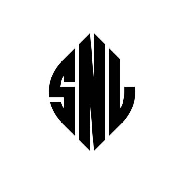 Çember ve elips şekilli SNL daire harf logosu tasarımı. Tipografik biçimli SNL elips harfleri. Üç baş harf daire şeklinde bir logo oluşturuyor. SNL Çember Amblemi Soyut Monogram Harf İşaretleyici Vektörü.