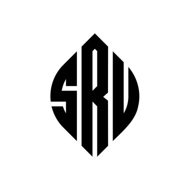 Çember ve elips şekilli SRU daire harf logosu tasarımı. SRU elips harfleri tipografik tarzda. Üç baş harf daire şeklinde bir logo oluşturuyor. SRU Çember Amblemi Soyut Monogram Harf İşaretleyici Vektörü.