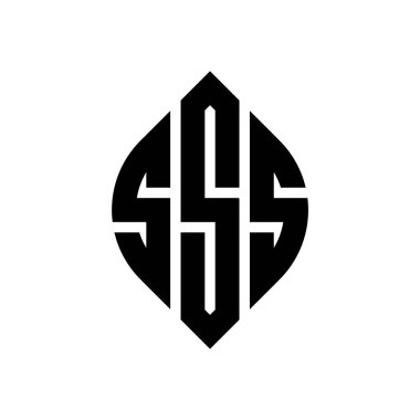 Çember ve elips şekilli SSS daire harf logosu tasarımı. SSS elips harfleri tipografik tarzda. Üç baş harf daire şeklinde bir logo oluşturuyor. SSS Çember Amblemi Soyut Monogram Harf İşaretleyici Vektörü.
