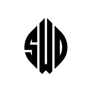 Çember ve elips şekilli SWD daire harf logosu tasarımı. Typographic tarzında SWD elips harfleri. Üç baş harf daire şeklinde bir logo oluşturuyor. SWD Çember Amblemi Soyut Monogram Harf İşaretleme Vektörü.