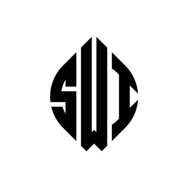 Daire şeklinde ve elips şeklinde SWI daire şeklinde harf logosu tasarımı. Typographic tarzında elips harfler. Üç baş harf daire şeklinde bir logo oluşturuyor. SWI Çemberi Amblemi Soyut Monogram Harf İşaretleme Vektörü.