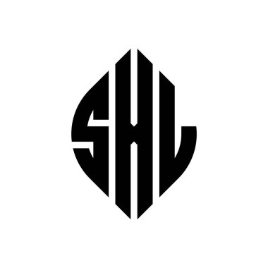 Çember ve elips şekilli SXL daire harf logosu tasarımı. Tipografik biçimli SXL elips harfleri. Üç baş harf daire şeklinde bir logo oluşturuyor. SXL Çember Amblemi Soyut Monogram Harf İşaretleyici Vektörü.