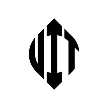 Çember ve elips şekilli UIT daire harf logosu tasarımı. Tipografik biçimli UIT elips harfleri. Üç baş harf daire şeklinde bir logo oluşturuyor. UIT Çemberi Amblemi Soyut Monogram Harf İşaretleme Vektörü.