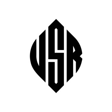Çember ve elips şekilli USR daire harf logosu tasarımı. USR elips harfleri tipografik tarzda. Üç baş harf daire şeklinde bir logo oluşturuyor. USR Çember Amblemi Soyut Monogram Harf İşaretleme Vektörü.