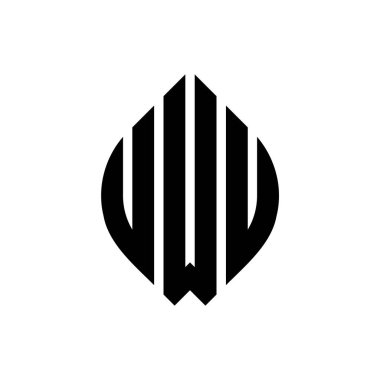 Çember ve elips şekilli UWU daire harf logosu tasarımı. UWU elips harfleri tipografik tarzda. Üç baş harf daire şeklinde bir logo oluşturuyor. UWU Çember Amblemi Soyut Monogram Harf İşaretleyici Vektörü.