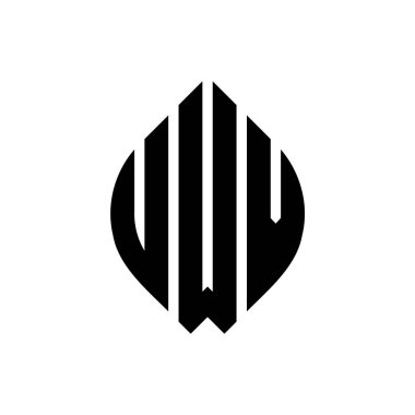 Dairesel ve elips şekilli UWV daire harf logosu tasarımı. Tipografik tarzda UWV elips harfleri. Üç baş harf daire şeklinde bir logo oluşturuyor. UWV Çember Amblemi Soyut Monogram Harf İşaretleyici Vektörü.