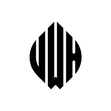 Çember ve elips şekilli UWX daire harf logosu tasarımı. Tipografik biçimli UWX elips harfleri. Üç baş harf daire şeklinde bir logo oluşturuyor. UWX Çember Amblemi Soyut Monogram Harf İşaretleyici Vektörü.