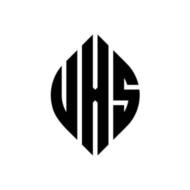 Çember ve elips şekilli UXS daire harf logosu tasarımı. Tipografik biçimli UXS elips harfleri. Üç baş harf daire şeklinde bir logo oluşturuyor. UXS Çember Amblemi Soyut Monogram Harf İşaretleyici Vektörü.